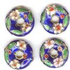 4 20x6mm Dark Blue Cloisonné Donuts
